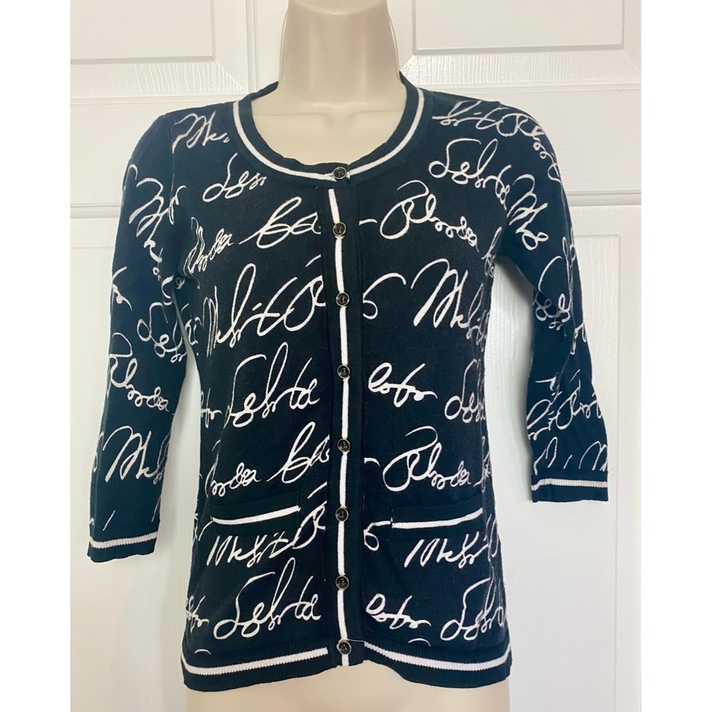 7th Avenue New York black white cardigan